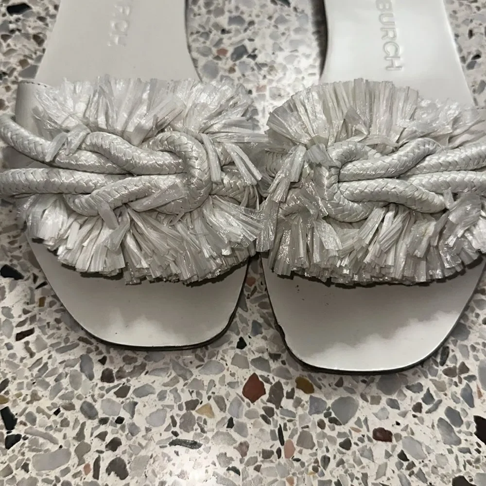 Tory Burch white rope slide raffia sandal 7.5 resortwear